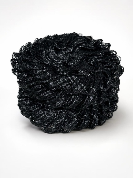 Vintage 50s Black Braided Straw Hat with Velvet Bow